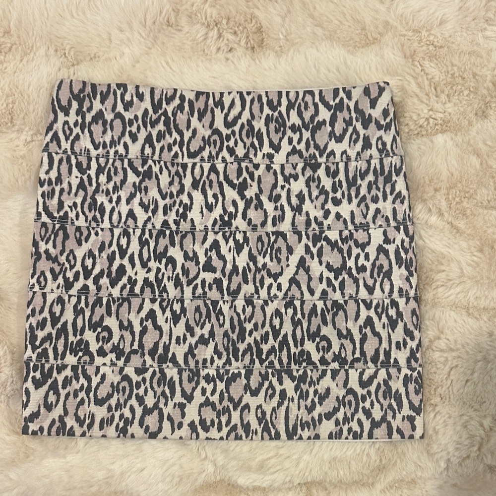 Guess Leopard Print Bandage Mini Skirt